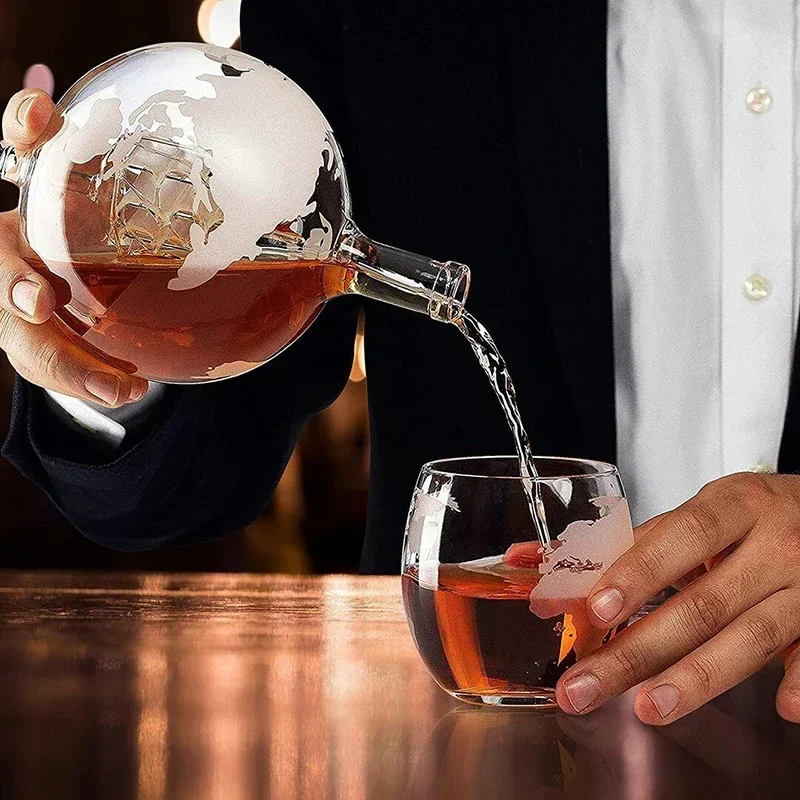 Decanter Globe Set - Juego de decantador de whisky Globe,